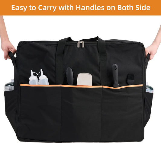 Grill Carry Bag for Blackstone 22 Inch Griddle with Hood Lid and Stand, NOELIFE 600D Water-Resistant Outdoor BBQ Grilling Carry Bag Fit for Model 1891, Black (Bag Only)