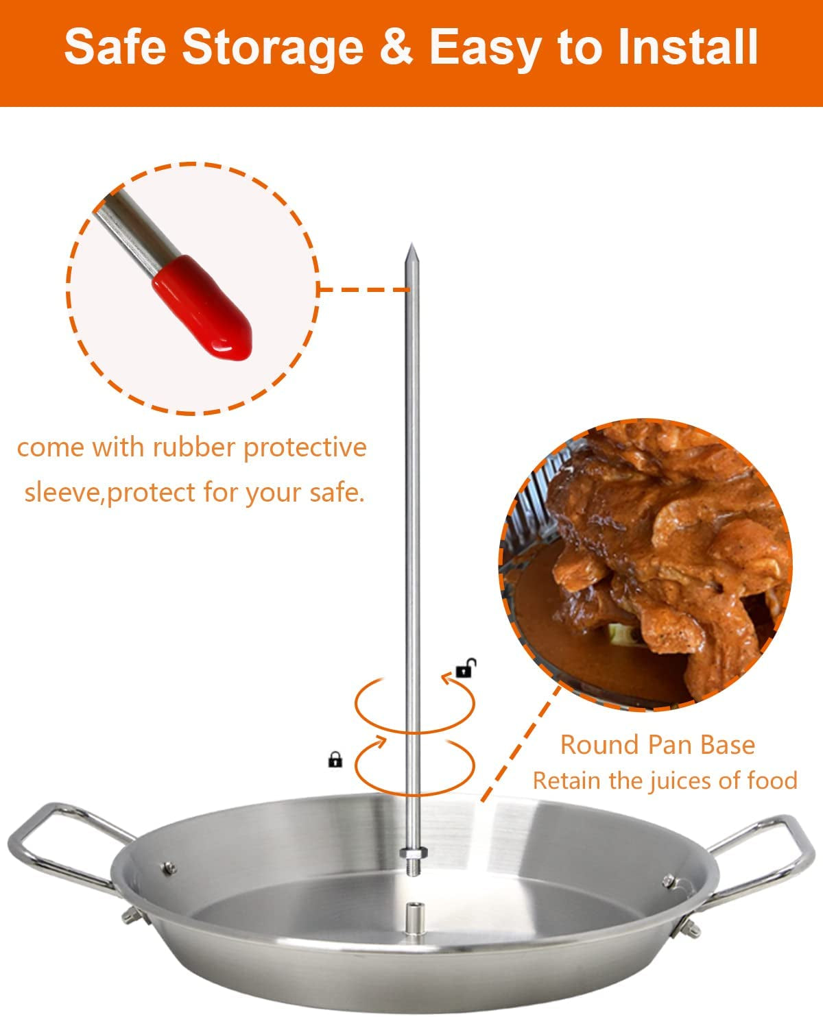 BBQ Vertical Skewer Al Pastor Skewer for Grill, Brazilian Skewers El Pastor Spit Hack,Great for Home Made Tacos Al Pastor, Shawarma, Brazilian Churrasco,Stainless Steel,With 8 Inch & 10 Inch Stick
