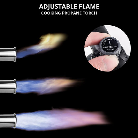 Sondiko Powerful Grill & Cooking Propane Torch L8010, Sous Vide, Campfire Starter, Adjustable Wood Torch Burner for Searing Steak, BBQ, Welding(Black, Grey) Propane Tank Not Included