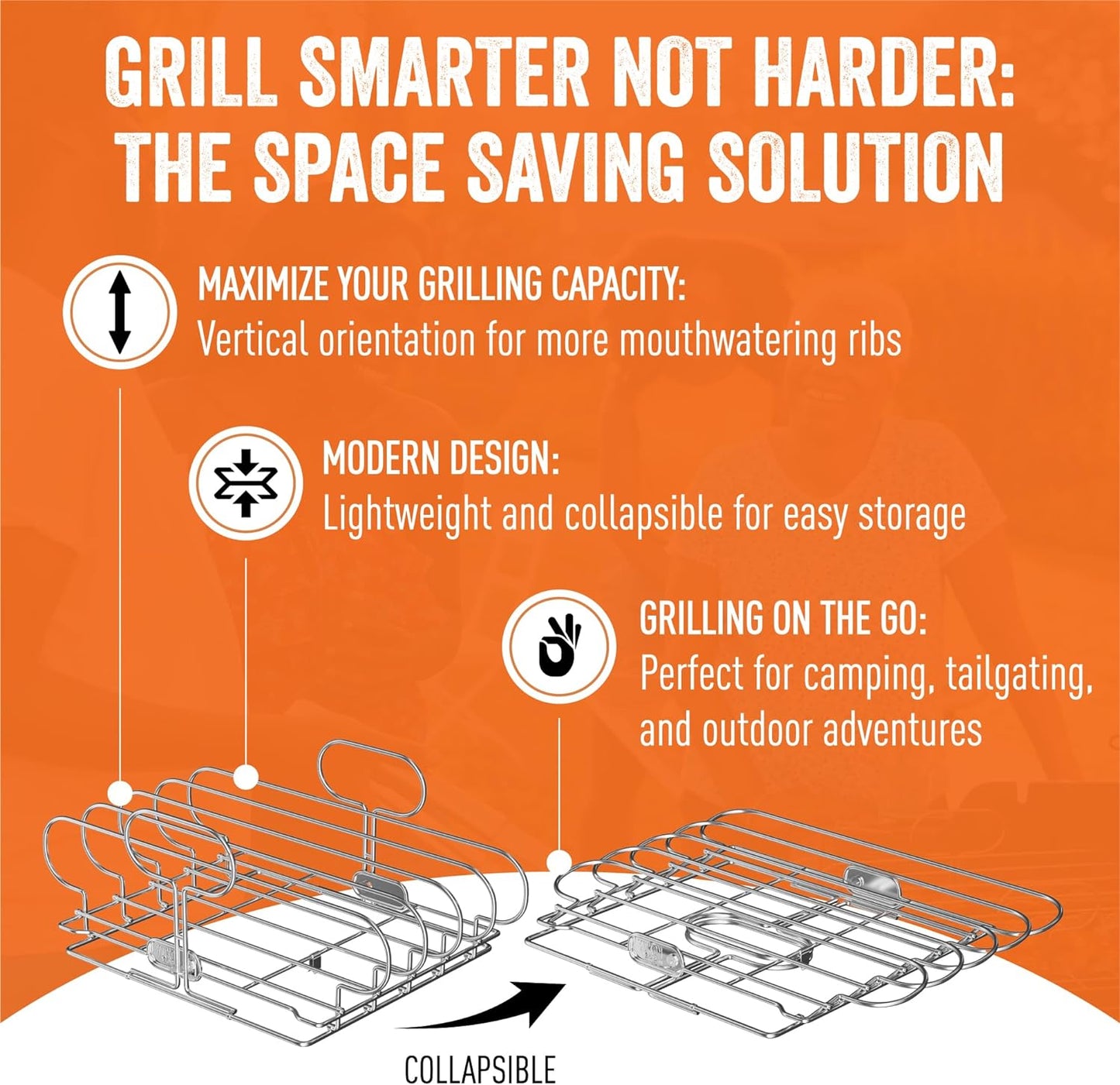 Yukon Glory Rib Racks for Grilling and Smoking | Rib Grilling Rack | Rib Holder for Smoker | BBQ Rib Rack | Grill Rack for Outdoor Grill | Grilling Accessories | BBQ Accessories