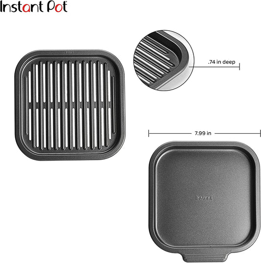Instant Vortex Official Nonstick Grill Pan, 2-Piece, Gray