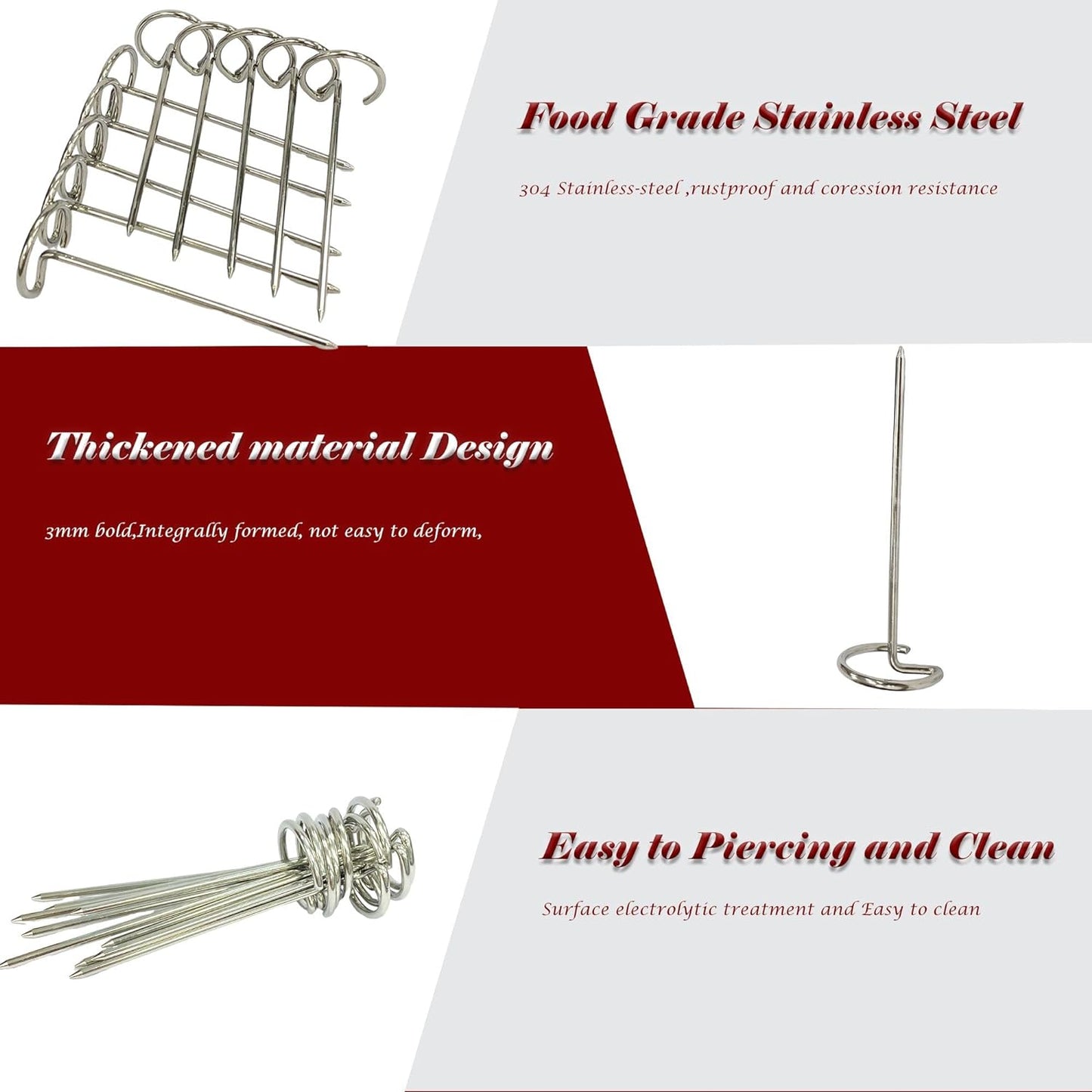 BBQ Vertical Skewers Sticks Stainless Steel Barbecue Grill Skewers for Air Fryer Stainless Steel Skewer Stand Air Fryer Grill Accessories