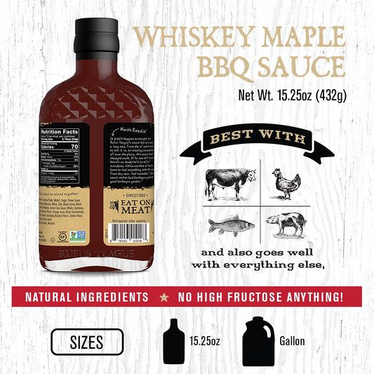 Rufus Teague - Whiskey Maple BBQ Sauce - Premium Barbecue Sauce - 15.25 Oz. Bottles - 2 Pack