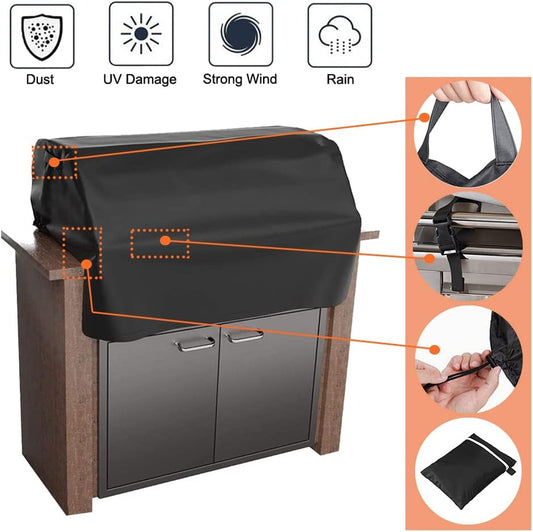 32 Inch Grill Hood Cover Island BBQ Built-In Grill Top Cover Heavy Duty Waterproof Barbecue Gas Grill Cover Island Grill Head Cover, Fits Most Grills