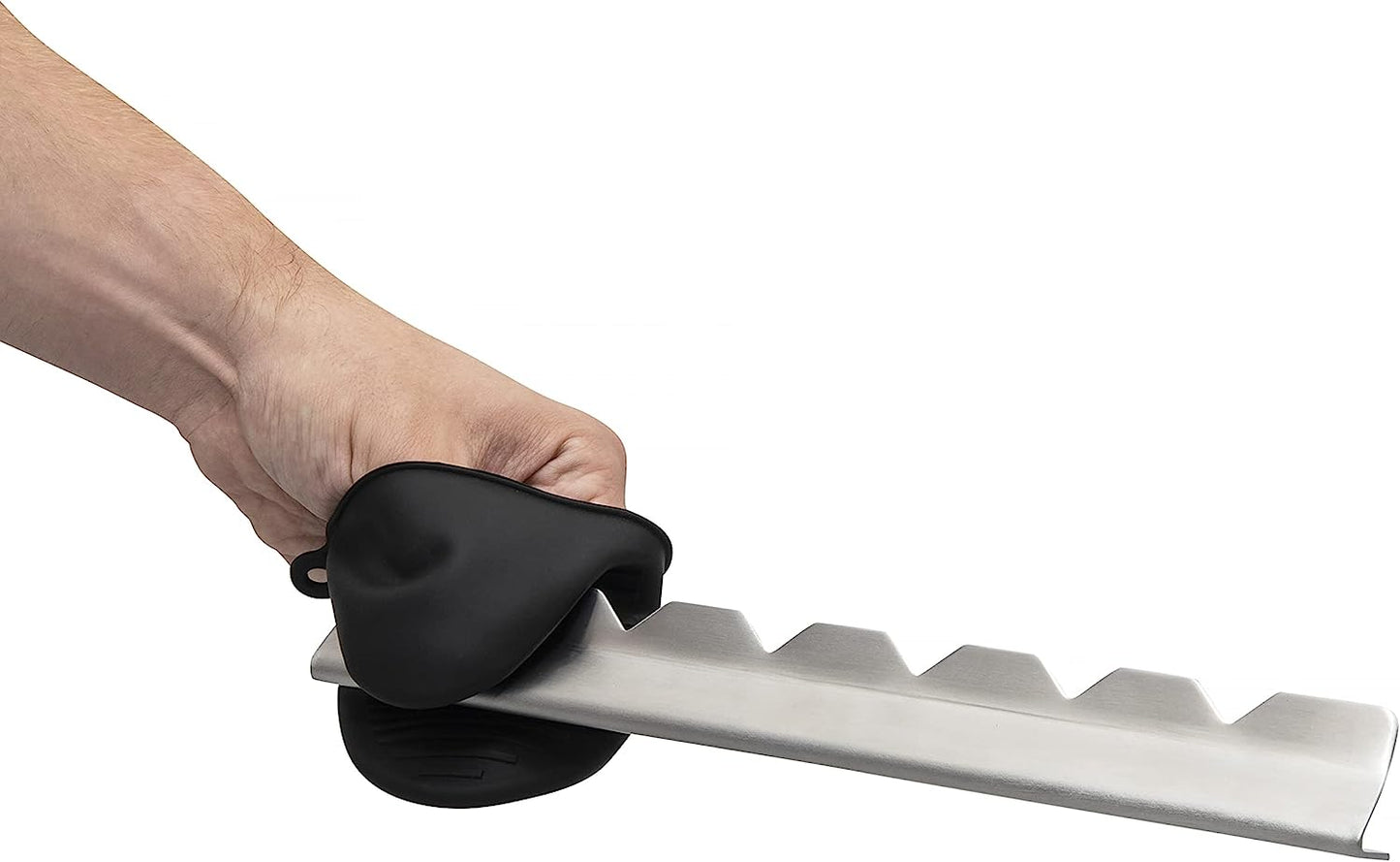 RIMCROW Kabob Rack for Grill, Oven or Smoker; Holds Shish Kebab Skewers for BBQ; Stand Is Compatible with Round, Flat, Metal, or Bamboo Skewer Sticks; Includes Basting Brush and Silicone Mitt