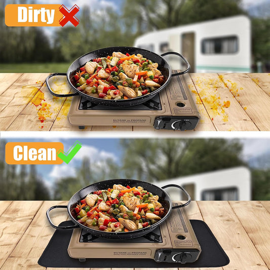 Amerbro 15 X 18 in Fireproof Grill Mats for Outdoor Tabletop Grill to Protect Your Grill Table - Heat Resistant Grill Table Mat - Waterproof & Oilproof BBQ Mat - Black (1Mm)
