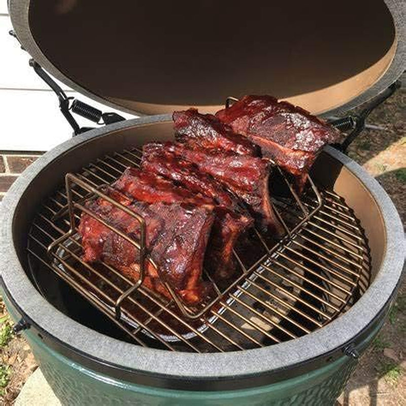 Turkey Roasting Rack Rib Rack for Big Green Egg - Stainless Steel Dual-Purpose Rib Racks for Smoking, U-Shaped Turkey Racks for Roasting Pan, for Big Green Egg, Kamado Joe, Char-Griller Akorn Etc