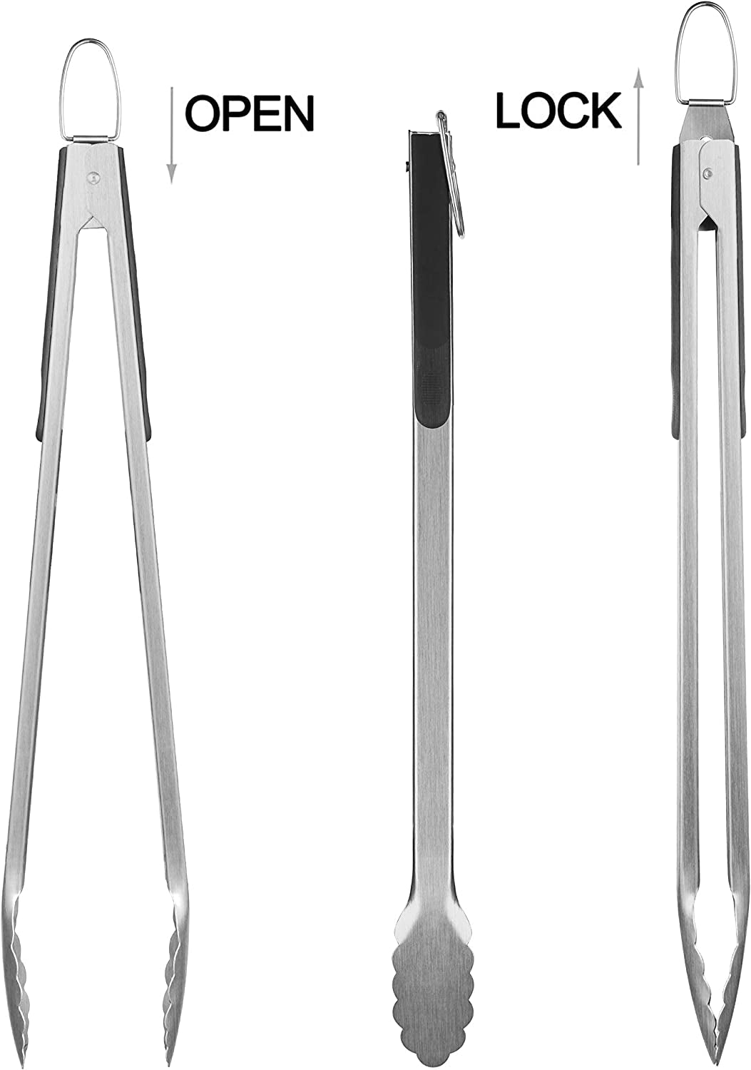 8PCS Heavy Duty BBQ Grill Tools Set with Extra Thick Stainless Steel Spatula, Fork, Tongs & Cleaning Brush - Complete Barbecue Accessories Kit with Portable Bag - Perfect Grill Gifts for Men