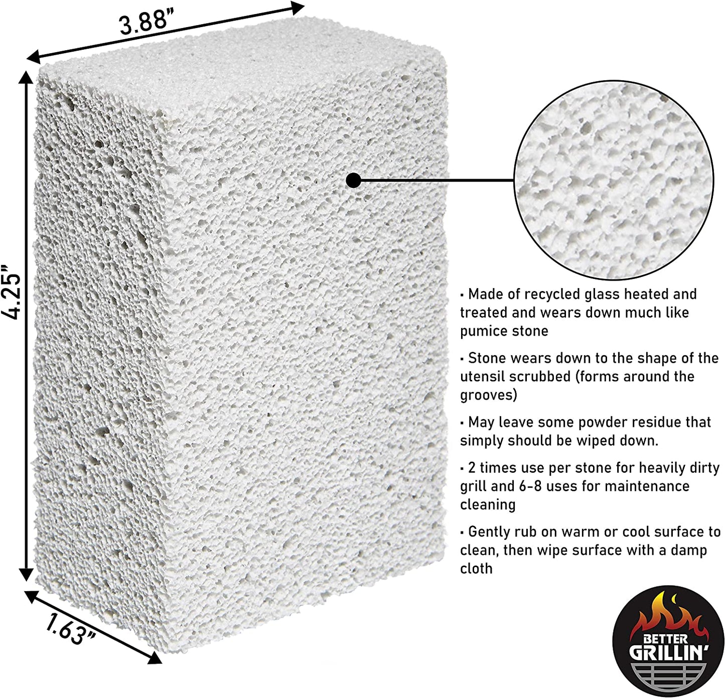Better Grillin Scrubbin Stone Grill Cleaner-Scouring Brick/Barbecue Grill Brush/Barbecue Cleaner for BBQ, Griddle, Racks