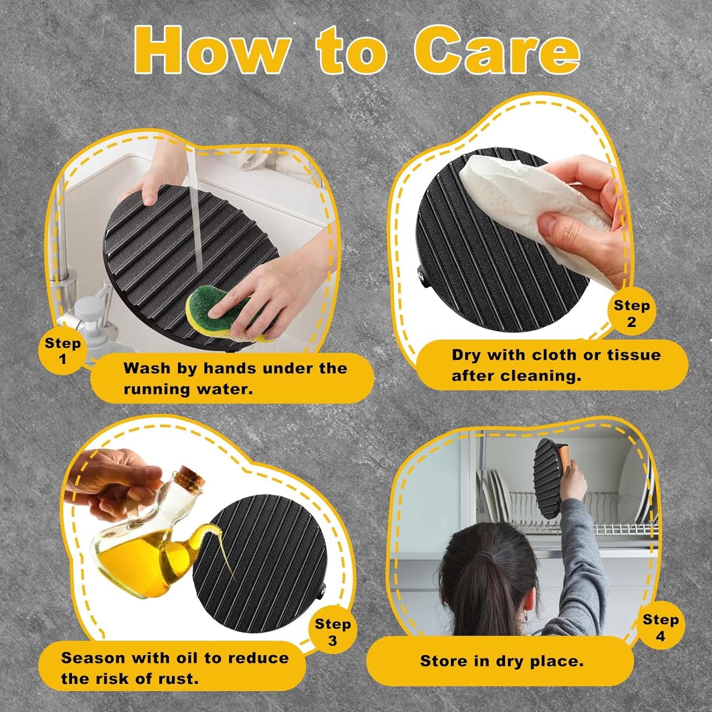 AIVIKI Burger Press, Smash Burger Press for Blackstone Griddle, Heavy Duty Cast Iron round 6.9In Bacon Grill Press with Wood Handle, Meat Steak Weight for Sandwich, Paninis (Round)