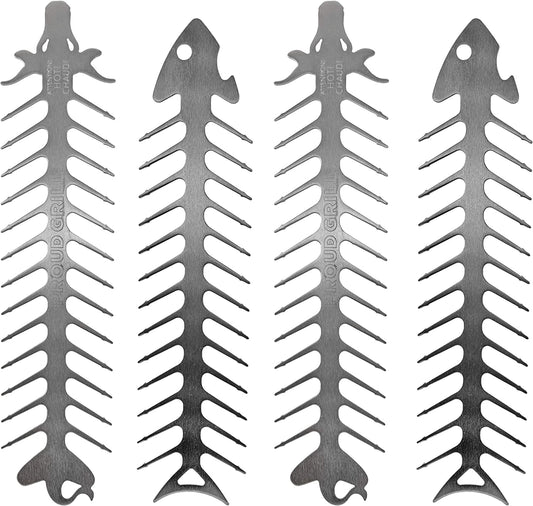 Proud Grill Slide & Serve BBQ Skewers - Set of 4 Stainless Steel Reusable Barbecue Skewers | Ideal for Grilling Shish Kabobs | Use for Beef, Pork, Chicken, Vegetable and Shrimp Kabobs.