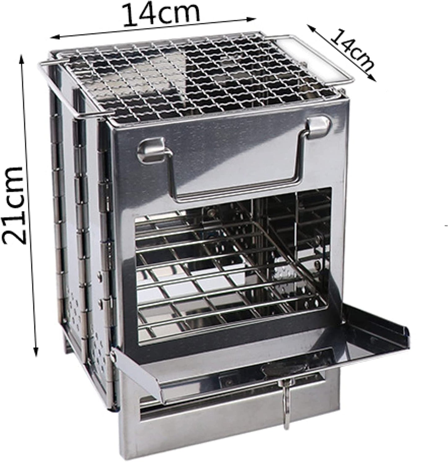 Portable Camping Stove & Grill - Foldable Alcohol/Charcoal/Twig Wood Campfire (Small)