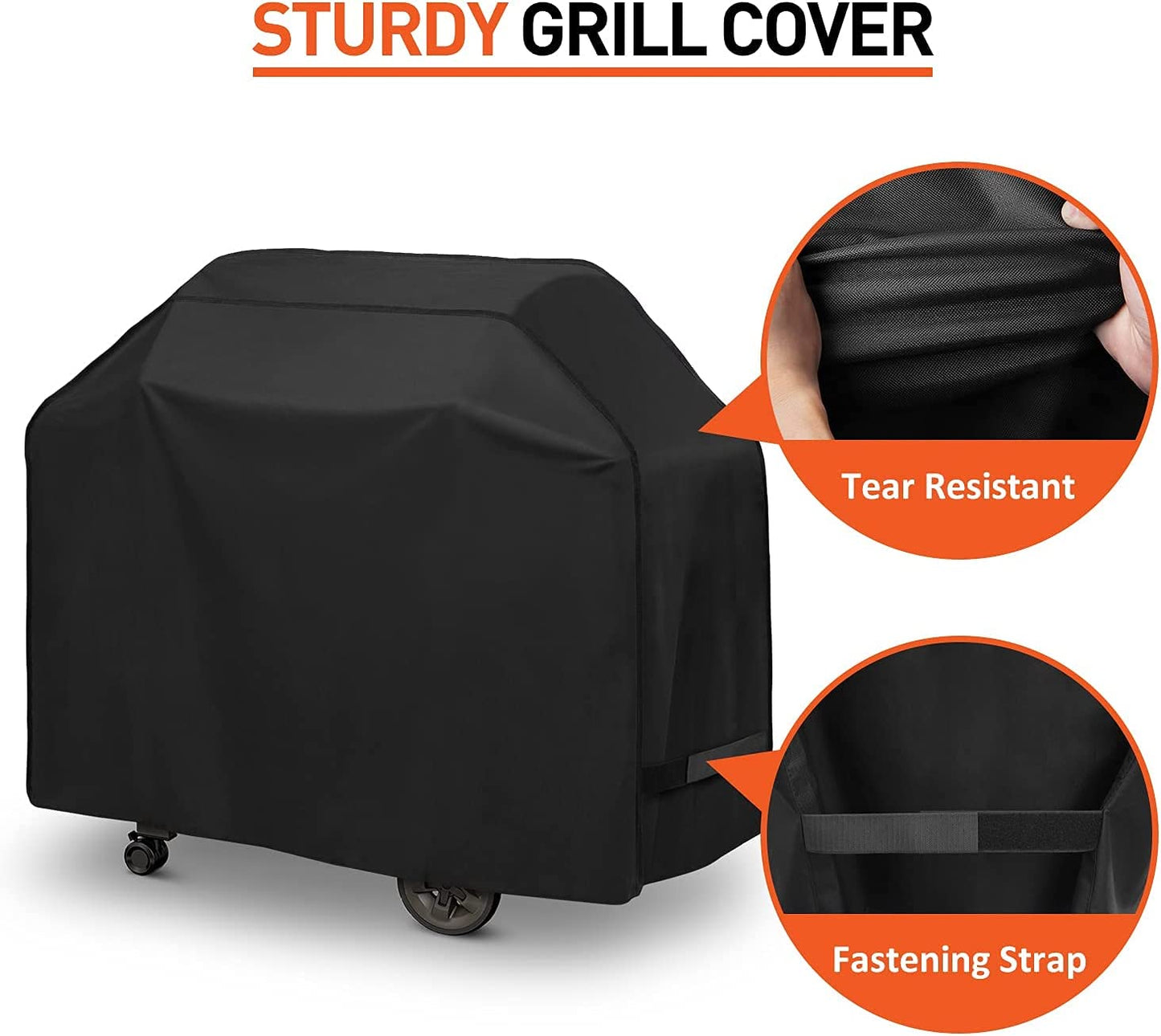 Arcedo BBQ Grill Cover 55 Inch, Waterproof Grill Cover for Outdoor Grill, Rip-Proof, Fade Resistant Barbecue Gas Grill Cover for Weber, Char Broil, Nexgrill Etc., All Weather Resistant