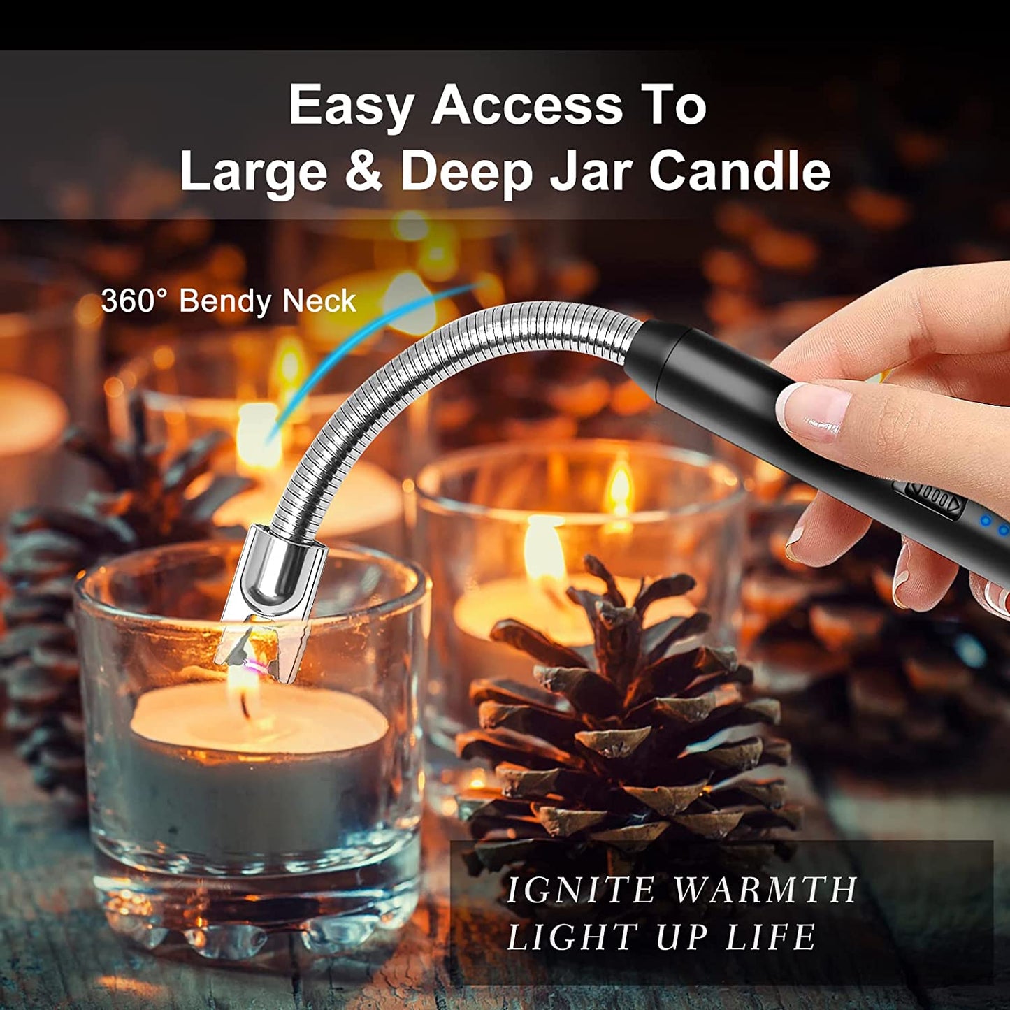 KTEBO 2Pcs Rechargeable Electric Lighters, Type-C Long Lighter Use Plasma Arc to Light Candle, Windproof Arc Lighter, Candle Lighter, BBQ Grill Lighter, Camping Accessories