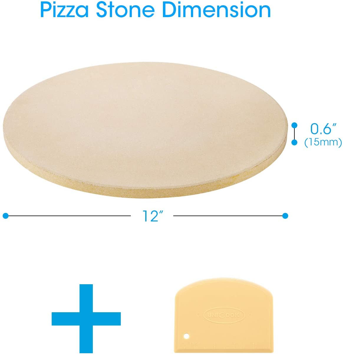 12 Inch round Pizza Stone, Heavy Duty Cordierite Pizza Grilling Stone, Bread Baking Stone for RV Oven, Grill and Toaster Oven, Ideal for Baking Crisp Crust Pizza, Bread, Cookies and More