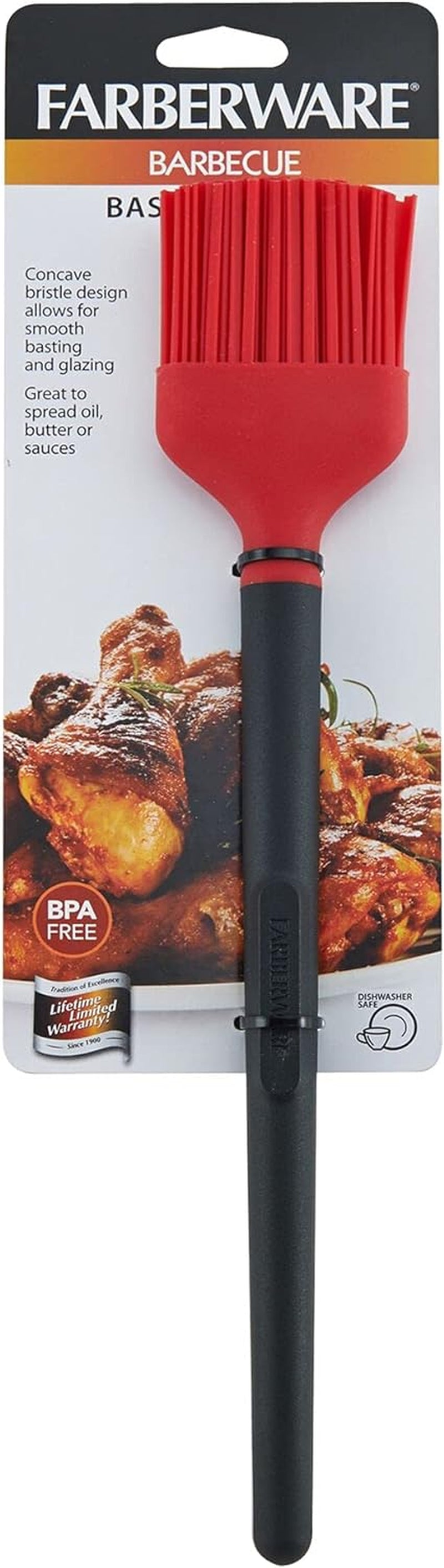 Farberware 5261924 Barbecue Silicone and Plastic Basting Brush, 1 EA, Red and Black