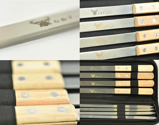 G & F Products 25619 2020 23 Inch Long 5/8 Inch Wide 2Mm Thin Stainless Steel BBQ Skewer 8 Piece, Silver