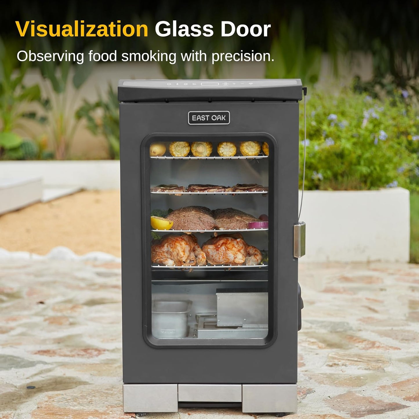 30" Digital Electric Smoker with Glass Door and Extra Long Constant Smoking, 725 Sq Inches, 4 Detachable Racks Outdoor Smokers for Party, Home BBQ, Backyard