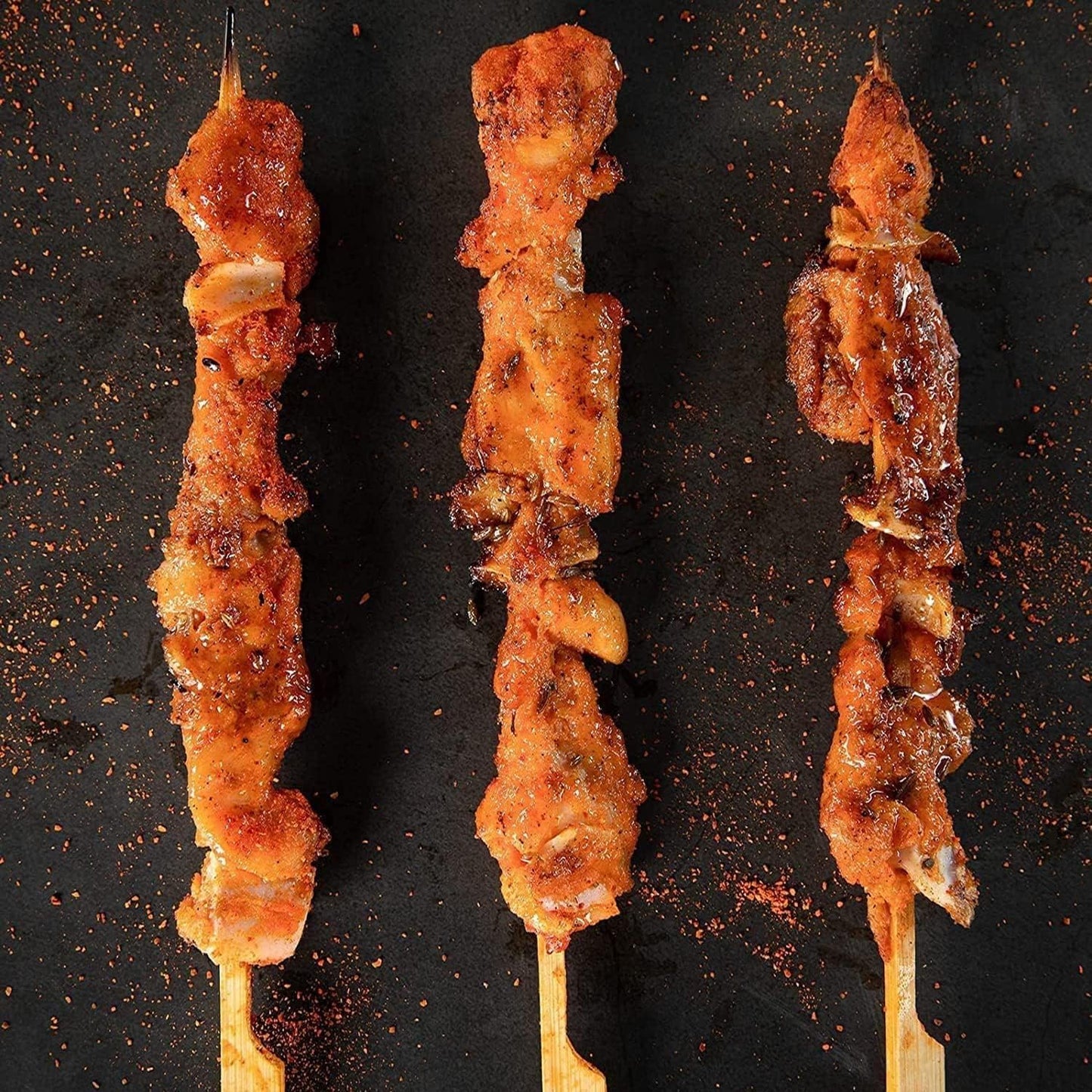 10-Inch Skewer for BBQ Kebab, Unbleached Long Bamboo/Wood Roasting Sticks for Grill -Heavy Duty Thickness -Flat Stick Flag Handle -With Dust-Free Packaging (100-Pack)