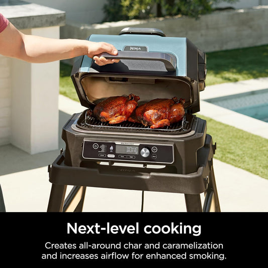 Ninja XSKRSTRKXL Woodfire Roast & Smoke Rack, Compatible with OG800 and OG900 Series, Elevates Food for All-Around Charring and Smoke Absorption, Increased Airflow, Steel Smoking Rack, Silver