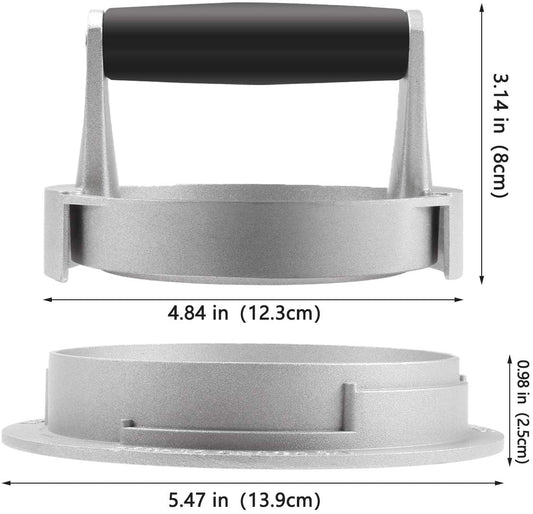 OVOS Burger Press Adjustable Thickness 3 in 1 Hamburger Patty Maker Aluminum Non Stick Patty Making Mold with 100 Wax Papers for Burgers and Meat Patties