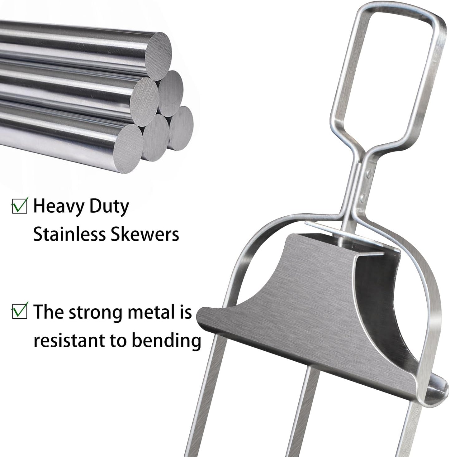 Chuanke 3-Prong Stainless Steel Skewers for BBQ Grilling with Push Bar Slider Easy Food Removal (1)