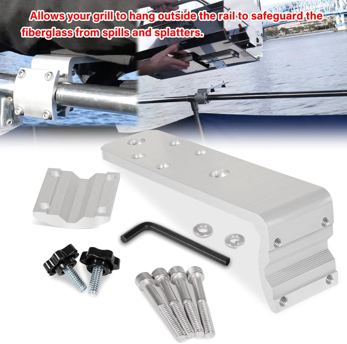 58182 Stow N' Go Grill Rail Mount Bracket, Compatible with Any Kuma Grill and RV Boat Camping Inside/Outboard 7/8" to 1-1/4" round or 1-1/4" Square Horizontal Railings