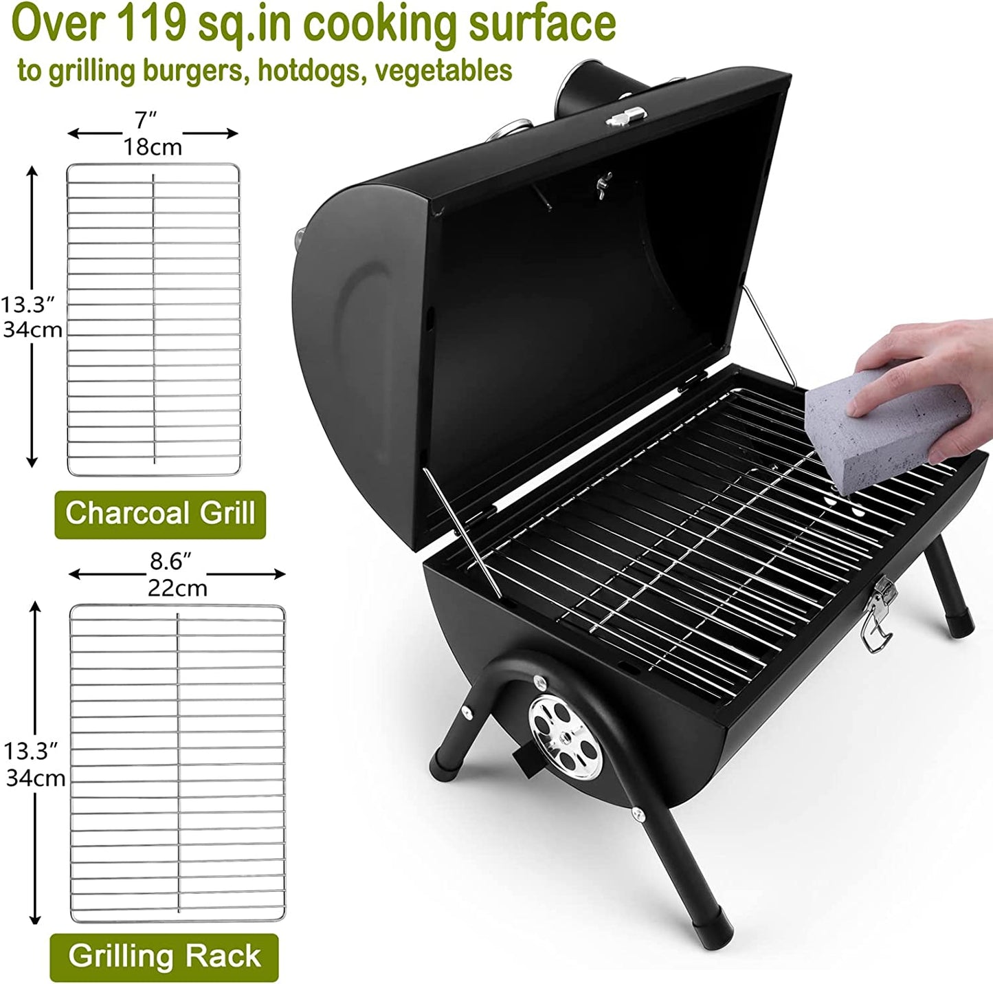 Leonyo Portable Charcoal Grill Set of 12, Small BBQ Grill, Mini Tabletop Charcoal Grill with Barbecue Fork, Tongs, Compact Camping Grills for Outdoor RV Traveling Picnic, Patio, Backyard, Beach