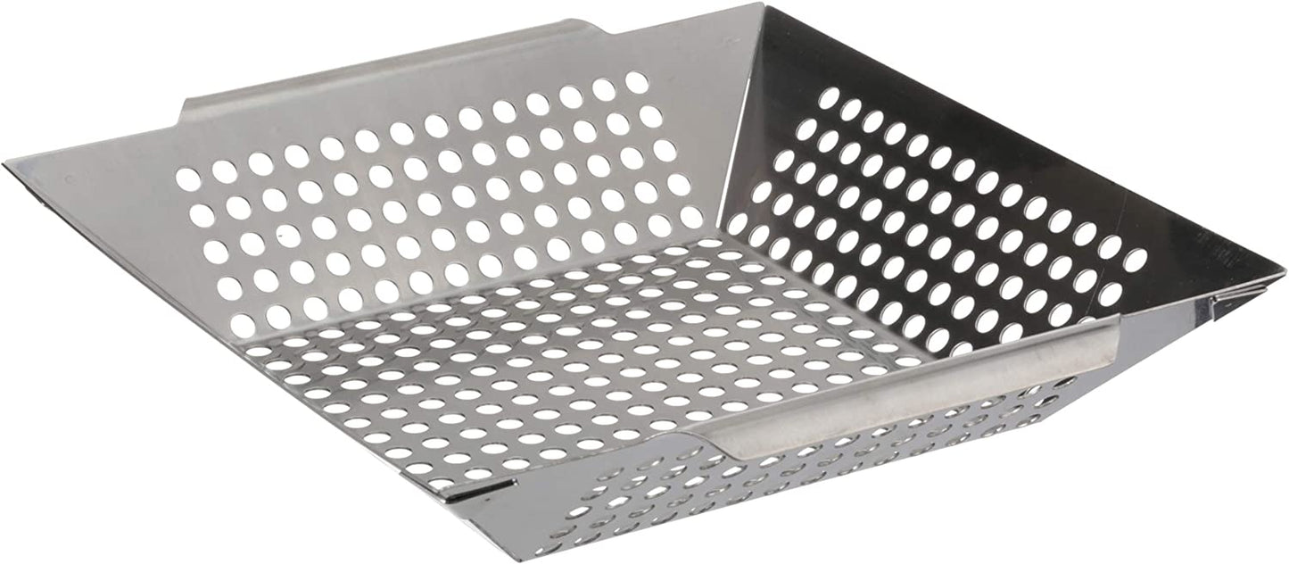 Mr. Bar-B-Q 06034Y Stainless Steel Vegetable Grill Basket | Perfect for Cooking Crispy Vegetables, Fish, and Meats on the Grill or BBQ | Built in Handles | Great for Cookouts and Camping