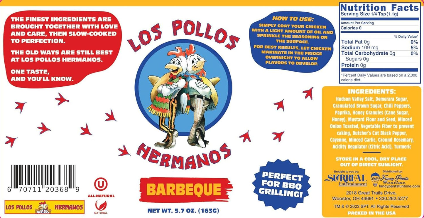 Los Pollos Hermanos Chicken Seasoning and Chicken Rub - Barbecue Blend 5.6 Oz Bottle - Kosher, Gluten Free and Non-Gmo - Officially Licensed Breaking Bad