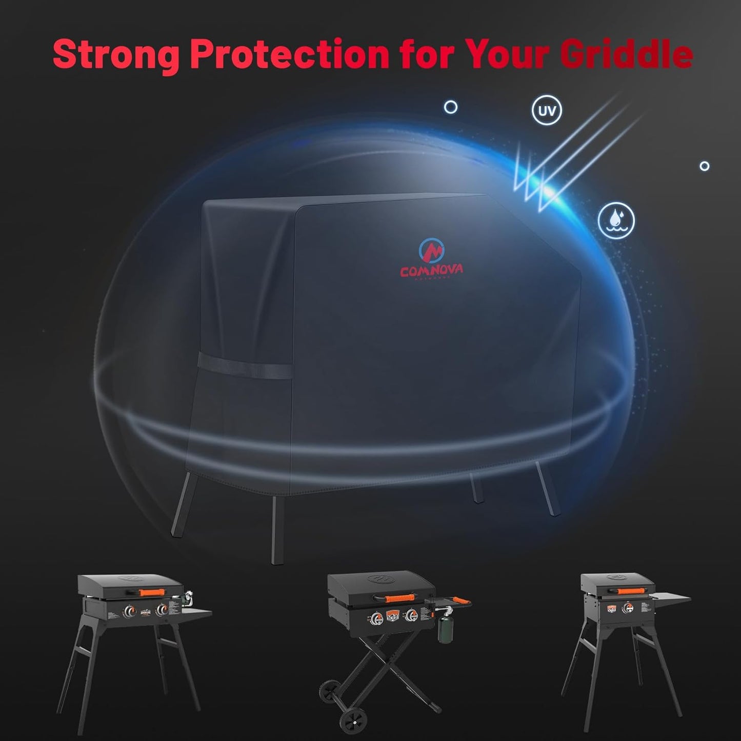 Griddle Cover for Blackstone 22 Inch 17 Inch Griddle with Hood and Stand - 600D Flat Top Grill Cover for Blackstone 22" 17" Griddle on Stand and 22" Adventure Ready, Heavy Duty & Waterproof