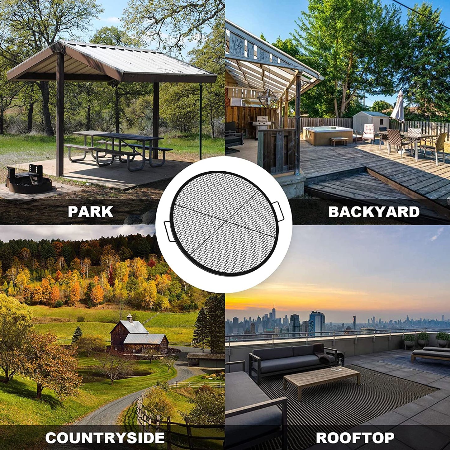 Onlyfire X-Marks Fire Pit Grill Cooking Grate, Outdoor Campfire BBQ Grill, round - 36 Inch