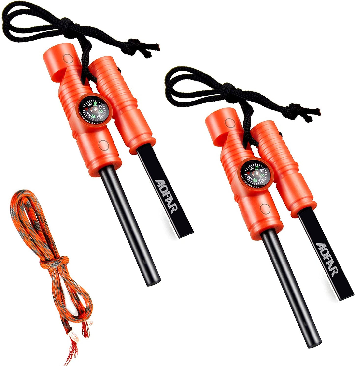 AOFAR Fire Starter Af-381/Af-381Plus Fire Steel with Paracord and Whistle for Camping, Hiking, Hunting, Backpacking, Boating, Emergency Rescue…