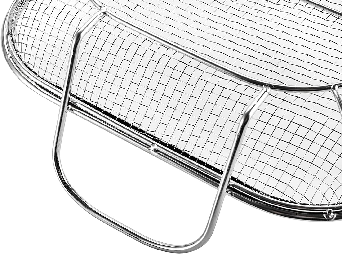 WUWEOT Grill Basket, Vegetable Barbecue Basket, 15" X 11" Stainless Steel Square Wire Mesh Grilling Basket Roasting Pan with Two Handles for Vegetables, Chicken, Meats and Fish