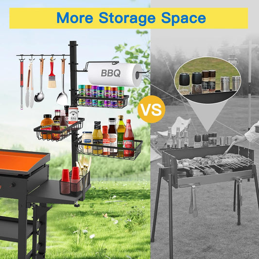 CONCONS Grill Caddy, BBQ Outdoor Kitchen Accessories for Camper, Barbeque Grill Accessories, Camping Kitchen, Barbeque Caddy for Outdoor Grill, Picnic Caddy, Outdoor Utensil Caddy, Paper Towel Holder