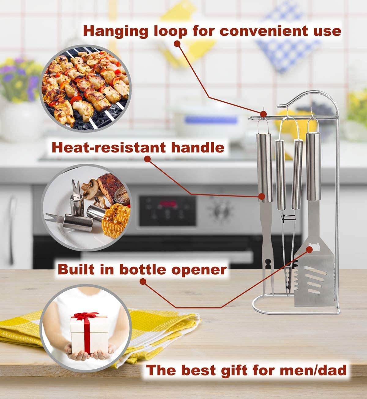 20Pc Heavy Duty BBQ Grill Tool Set in Case - the Very Best Grill Gift on Birthday Wedding - Professional BBQ Accessories Set for Outdoor Cooking Camping Grilling Smoking