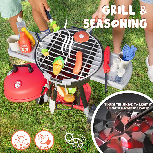 JOYIN 34 PCS Cooking Toy Set, Kitchen Toy Set, Toy BBQ Grill Set, Little Chef Play, Kids Grill Playset Interactive BBQ Toy Set for Kids