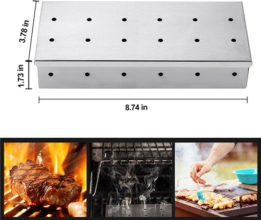 UIRIO Smoker Box for Gas Grilling - Wood Chip Smoker Box for Charcoal Grill - Enhance Grilling Flavors for BBQ Enthusiasts