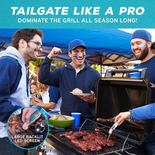 Digital Meat Thermometer with Probe - Instant Read Food Thermometer for Cooking, Grilling, BBQ, Baking, Liquids, Candy, Deep Frying, and More - Red/White