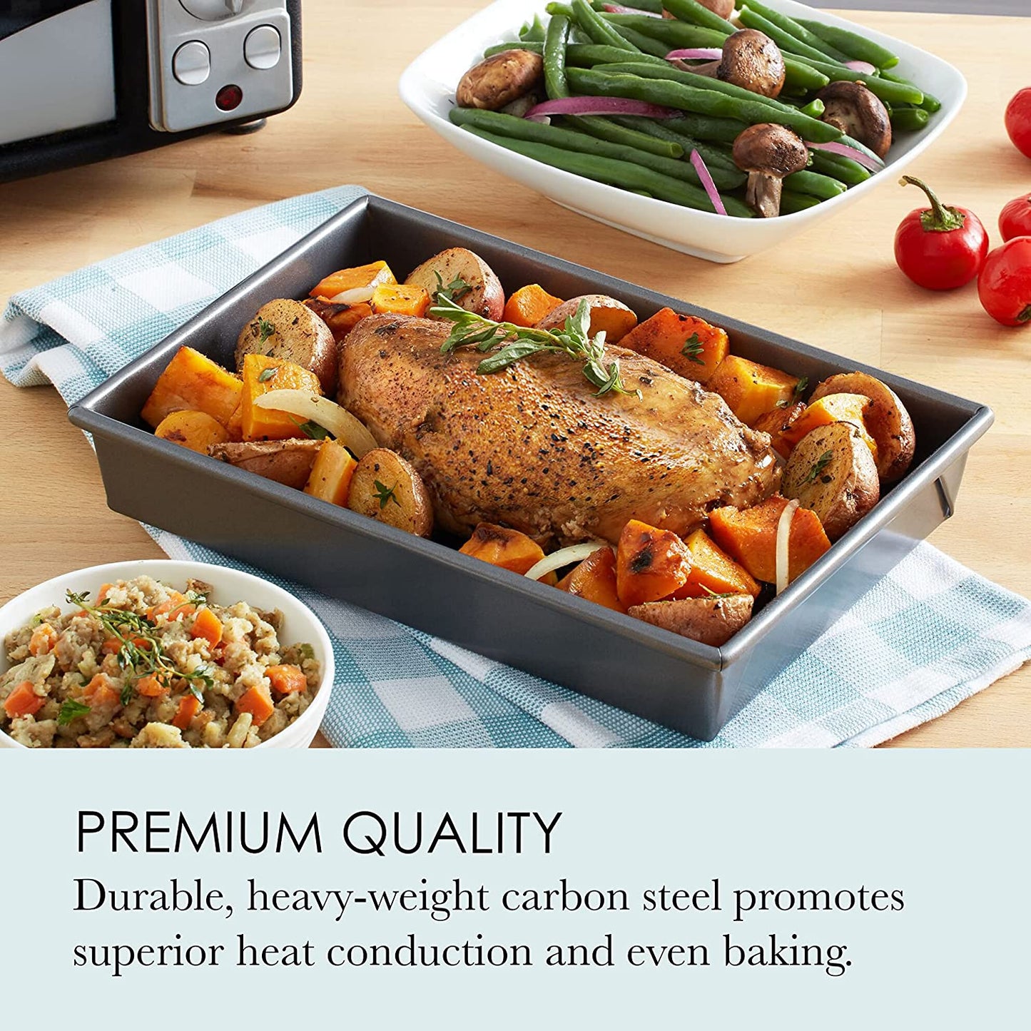 Chicago Metallic 26639 Petite Roast Pan with Rack, Grey, 10-Inch-By-7-Inch