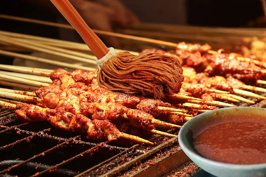 16" BBQ Sauce Basting Mops & Brushes for Roasting or Grilling, Apply Barbeque, Marinade or Glazing, Cotton Fiber Head and Hardwood Handle, Dish Mop Style, Perfect for Cooking or Cleaning - Pack of 3