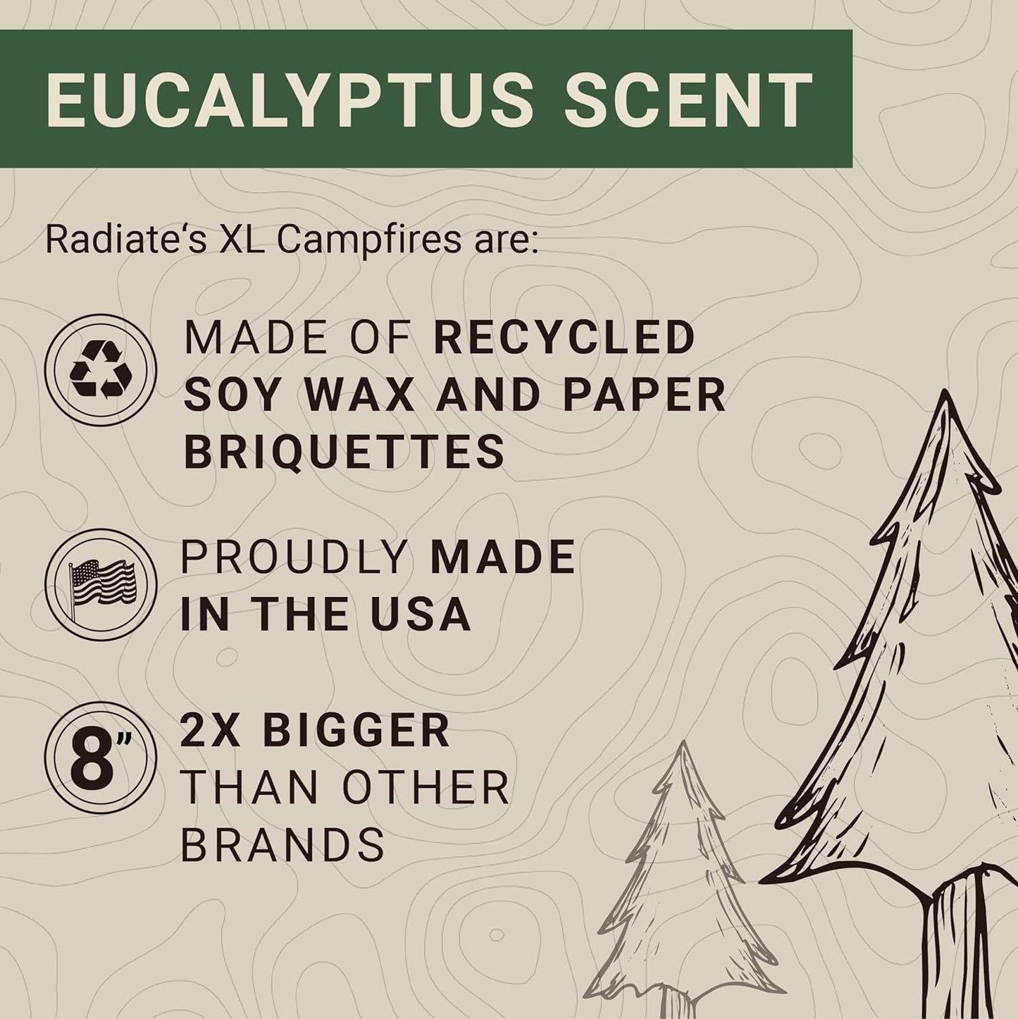 Radiate XL 8" Portable Campfire as Seen on Shark Tank - up to 5 Hours of Burn Time - Reusable Travel Fire Pit for Camping and Beach - Great Alternative to a Real Fire - Made in USA (Eucalyptus Scent)