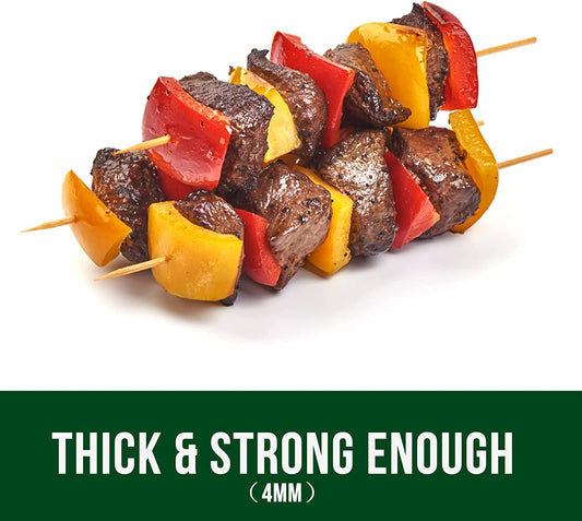 Garsum Natural BBQ Bamboo Skewers, Wooden Skewers for Assorted Fruits, Kebabs, Grill, Highly Renewable Natural Resources, Suitable for Kitchen, Party, Food Catering and Crafting 6"(100 PCS)