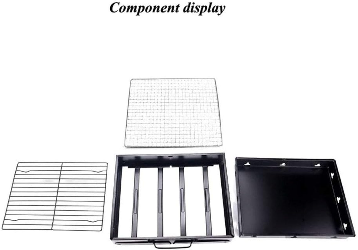 Yahpetes Portable Charcoal Grill 13.78" Folding BBQ Barbecue Folding Barbecue Rack Wire Meshes Portable Household Charcoal Grills for Outdoor Grilling