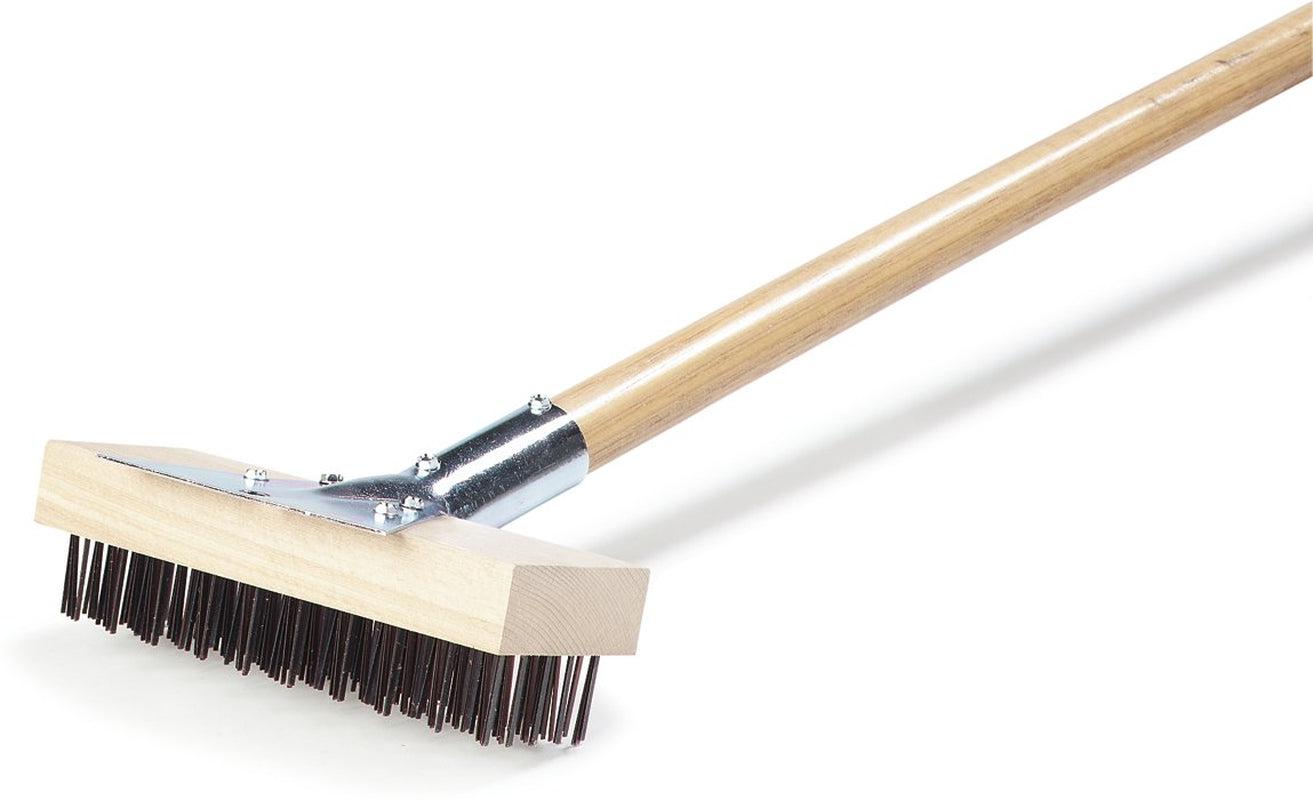 Wood Oven Grill Brush & Scraper with Handle, 30 Inches, Natural
