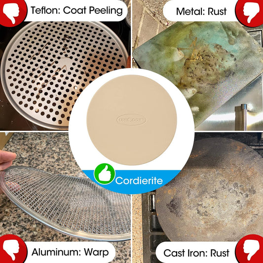 12 Inch round Pizza Stone, Heavy Duty Cordierite Pizza Grilling Stone, Bread Baking Stone for RV Oven, Grill and Toaster Oven, Ideal for Baking Crisp Crust Pizza, Bread, Cookies and More