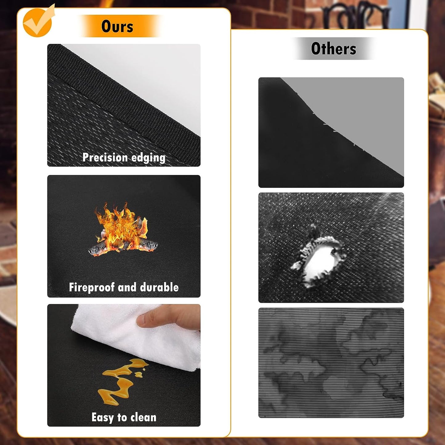 32X60” Indoor Fireplace Mat Fire Pit Mat,Under Grill Mat for Outdoor Grill Deck,Fire Resistant Floor Covering Protector,Oil-Proof Waterproof BBQ Fireproof Mat,Flame-Resistant Pad