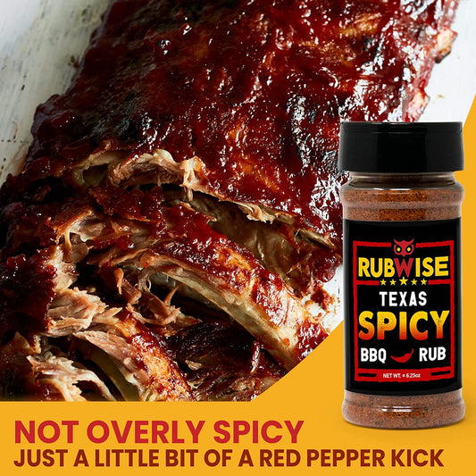 Texas Style Spicy Seasoning Rub by Rubwise | Meat Rubs | BBQ Dry Rub Seasoning for Smoking and Grilling | Meat Seasoning for Spicy Chicken, Turkey, Brisket, Pork, Ribs, Steak & Beef (No MSG) (1Lb)