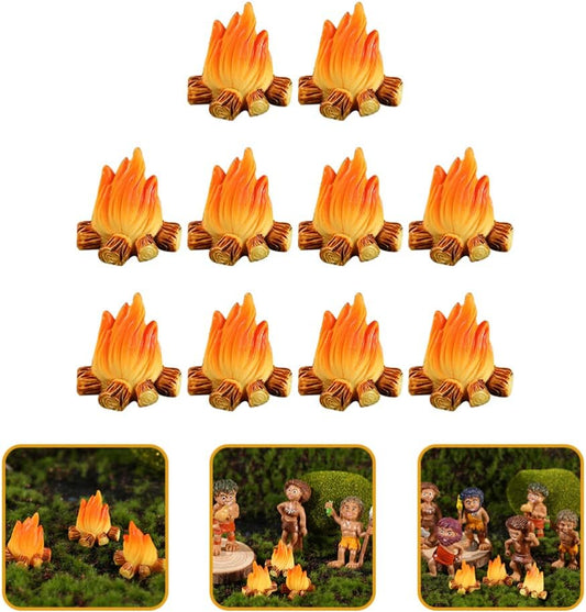 Toyvian 10Pcs Miniature Campfire Dollhouse Fire Ornament Decor Model Fire Model Handicraft Fake Fire Kids Pretend Toy Resin Bonfire Model Miniature Decoration