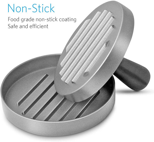 Asdirne Hamburger Press Patty Maker, Food Grade Aluminum Burger Press with ABS Handle, Non-Stick, Easy to Clean, with 50 Pcs Wax Patty Paper, 4.6" Diameter and 0.7" Depth